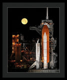 Sts-119 Shuttle Discovery With Moon - Framed Print