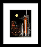 Sts-119 Shuttle Discovery With Moon - Framed Print