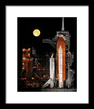 Sts-119 Shuttle Discovery With Moon - Framed Print