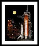 Sts-119 Shuttle Discovery With Moon - Framed Print