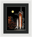 Sts-119 Shuttle Discovery With Moon - Framed Print