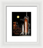 Sts-119 Shuttle Discovery With Moon - Framed Print