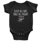 Cute Baby One-Piece - Funny Baby Shirt - Baby Shower Gift - Sleep All Day Rage All Night - Many Sizes And Colors Available - Baby Raccoon