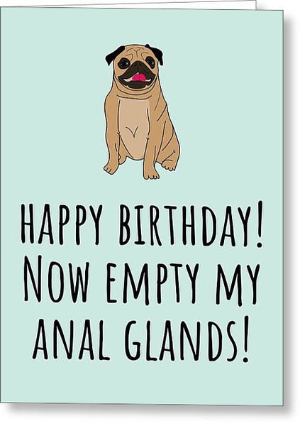 Veterinarian Birthday Card - Veterinary Greeting Card - Empty My Anal Glands - Pug Birthday Card - Greeting Card