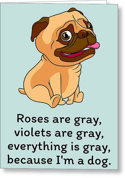 Veterinarian Valentine - Dog Lover Valentine Card - Pug Owner Greeting Card - Pug Cards - Gray - Greeting Card