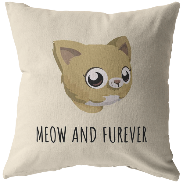 Cute Kitten Throw Pillow - Cute Romantic Gift For Loved One - Boyfriend or Girlfriend Present - Valentine or Birthday - Meow And Furever