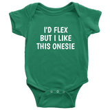 Fitness Baby One-Piece - Cute Baby Shirt - Weight Lifting Baby - I'd Flex But I Like This One-Piece - Many Sizes And Colors - First Birthday