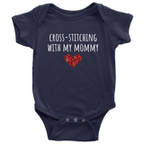 Cute Baby One-Piece - Embroidery Baby Shirt - Cross-Stitching With My Mommy - Custom Text Available - Many Sizes And Colors In Store