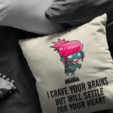 Funny Zombie Throw Pillow - Cute Boyfriend Gift - Valentine or Anniversary - Long Distance Relationship - I Crave Your Brains