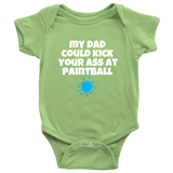 Paintball Baby One-Piece - Cute Baby Shirt - Paintball Dad - Custom Text Available - Many Sizes And Colors Available - All Cotton