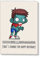 Zombie Card - Zombie Birthday Card - Funny Zombie Card - Physical Card - Happy Birthday - Greeting Card