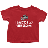 Auto Mechanic Toddler Shirt - Toddler Tee - Present For Car Repairman's Kid - Funny Mechanics - I Love To Plays With Blocks - All Cotton