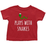 Cute Toddler Shirt - Herpetology Toddler Tee - Plays With Snakes - Snake Lover Present - Toddler Birthday Gift - Many Colors Available